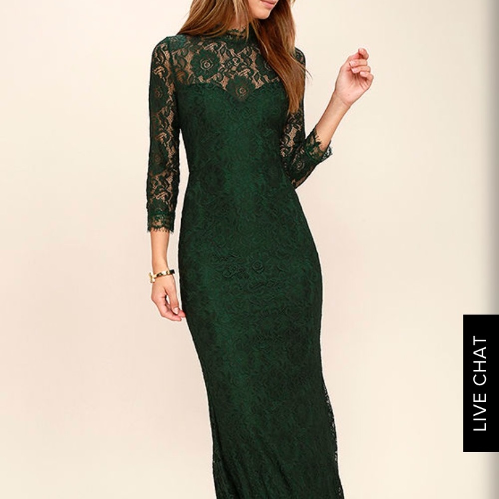 Lulu’s Dark Green Lace Maxi